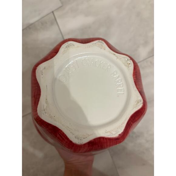 Vintage 1997 Cracker Barrel Red Delicious Apple Ceramic Cookie Jar Green Leaves - Picture 6 of 8